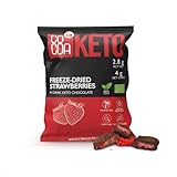 Erdbeeren in Schokolade Keto BIO 40g, nur 4g Kohlenhydrate, Low Carb Snack mit MCT-Öl, KETO Snack in Schokolade, perfekt für eine ketogene und kohlenhydratarme Ernährung